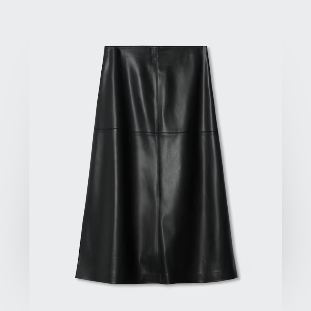 MANGO Faux Leather Skirt in black